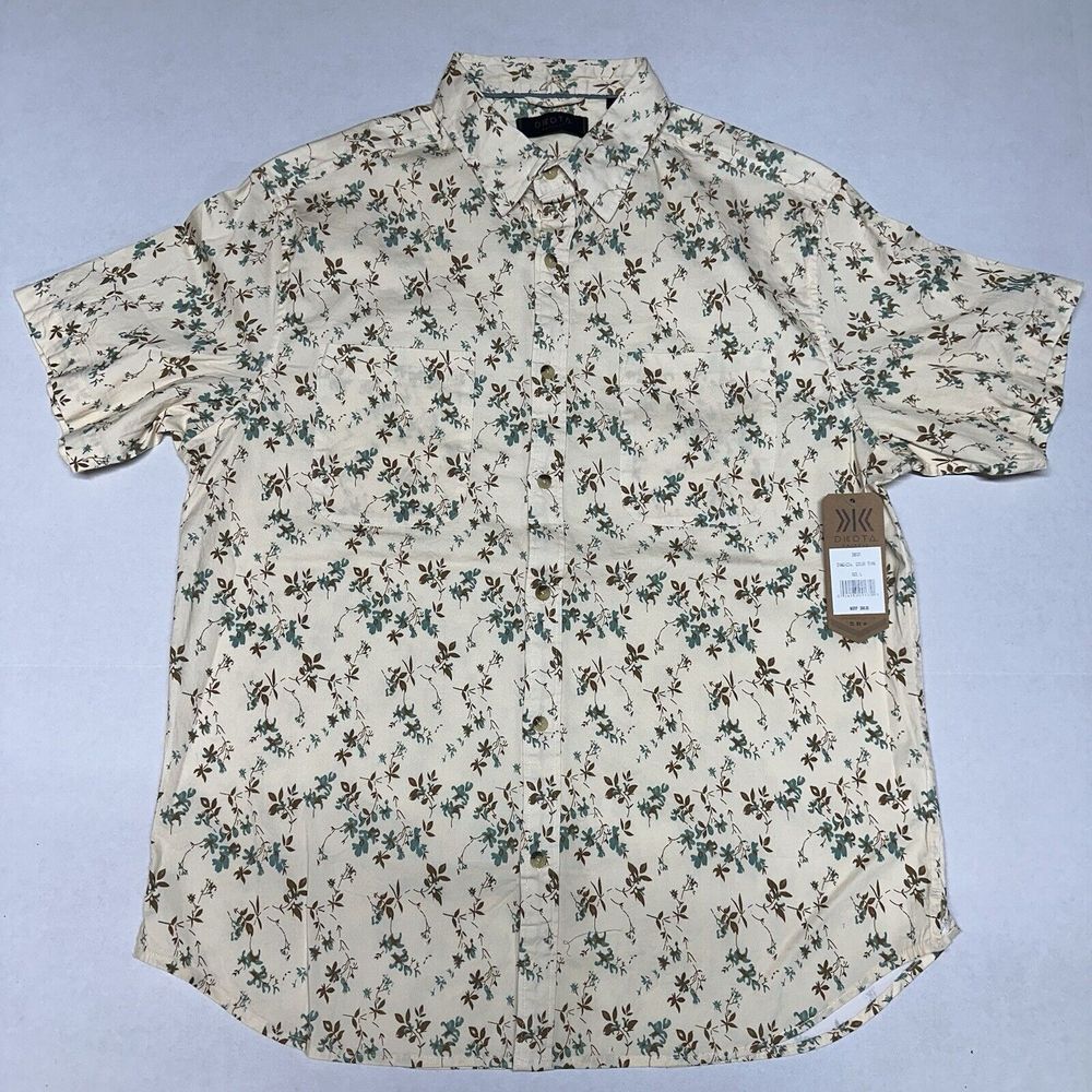 Dakota Grizzly Shirt Mens L Yellow‎ Floral Short Sleeve Fishing Hiking Outdoors